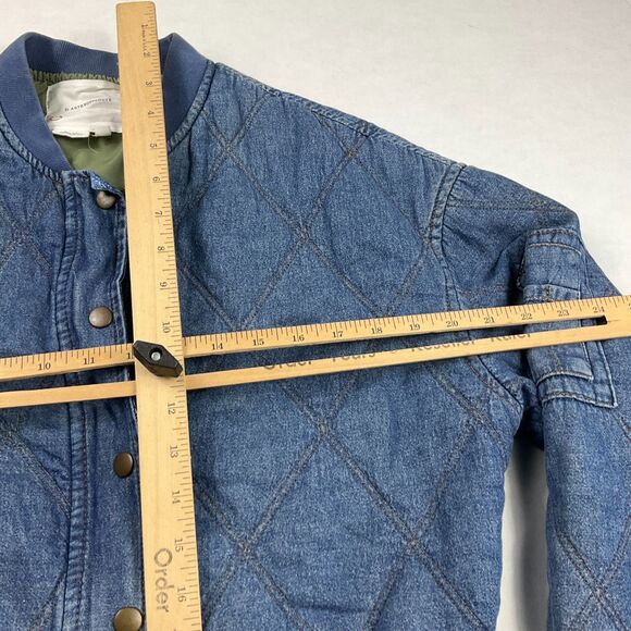 Anthropologie Quilted Denim Bomber Jacket Boho Western Casual Cropped Coat S - Picture 8 of 12